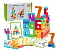 Numberblocks in Legno per Bambini 1-10 Impilabili Legno Numero Blocchi di Costruzione con 15 carte di apprendimento Puzzle Digitale 3D Blocchi for Bambini Ragazzi E Ragazze
