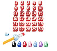 Numbered Pencil Toppers 1-30, Reusable Classroom Pencil Labels