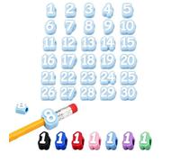 Numbered Pencil Toppers 1-30, Reusable Classroom Pencil Labels