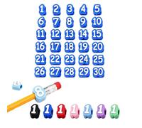 Numbered Pencil Toppers 1-30, Reusable Classroom Pencil Labels