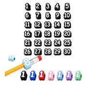 Numbered Pencil Toppers 1-30, Reusable Classroom Pencil Labels