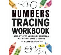 Numbers Tracing Workbook Part 3: Step-by-Step Numbers Formation with Start Dots & Stroke - Numbers 0-9