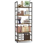 NUMENN - Libreria a 5 ripiani, libreria, scaffale moderno, per camera da letto, soggiorno e ufficio, stile vintage