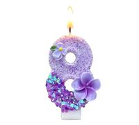 Numerate - Decorazioni Torta con Paillettes e Fiori,Candeline per Torte con Design Floreale - per Uomo Donna Famiglia Mamma Papà Bambini Nonni