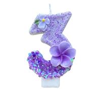 Numerate per Compleanno - Decorazioni Torta con Paillettes e Fiori | Candeline per Torte con Design Floreale - per Donna, Famiglia, Papà, Bambini, Fidanzata, Nonno