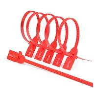 numerato sigillato a prova di manomissione, Sigilli di plastica autobloccanti numerati monouso multicolore da 320 mm, confezione da 100 pezzi(Red,200pcs)