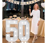 Numeri 50 illuminati a LED da 1,2 m, liberamente combinabili per fai da te, con luce bianca fredda, per compleanni, lauree, proposte di matrimonio, fidanzamento, feste, sfondo, decorazione, 120 cm