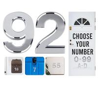 Numeri civici autoadesivi argentati, da 0 a 99, lettere A, B, C, D, 7,6 cm, per porte, cassette postali, camere d'albergo (92)