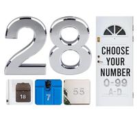 Numeri civici autoadesivi argentati, da 0 a 99, lettere A, B, C, D, 7,6 cm, per porte, cassette postali, camere d'albergo (28)