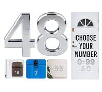 Numeri civici autoadesivi argentati, da 0 a 99, lettere A, B, C, D, 7,6 cm, per porte, cassette postali, camere d'albergo (48)
