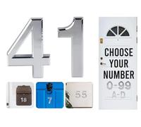 Numeri civici autoadesivi argentati, da 0 a 99, lettere A, B, C, D, 7,6 cm, per porte, cassette postali, camere d'albergo (41)