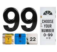 Numeri civici autoadesivi neri, da 0 a 99, lettere A, B, C, D, 7,6 cm, per porte, cassette postali, camere d'albergo (99)
