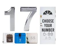 Numeri civici da 0 a 99 effetto cromato, da 7,6 cm, autoadesivi, in ABS, colore argento, numeri civici 3D per porte, cassette postali, camere d'albergo (17)