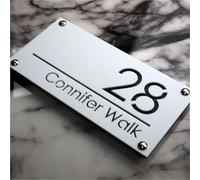 Numeri civici da esterno personalizzati 3D - targa numero civico in acrilico con fronte bianco/nero e retro oro/argento/rosa/nero - laserato 3D per casa - 25/40/45 cm z(Bianco - Nero)