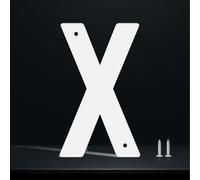 Numeri civici e lettere in metallo bianco, 10,2 cm, cartello moderno minimalista per indirizzi esterni, con kit per chiodi, impermeabile e antiruggine, per strade, case, hotel (X)