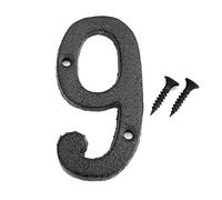 Numeri civici e porte da 0 a 9 in ghisa, 7,6 cm, con finitura anticata, numeri rustici da avvitare per porte e cancelli (numero 9)