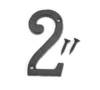 Numeri civici e porte da 0 a 9 in ghisa, 7,6 cm, con finitura anticata, stile rustico, da avvitare per porte e cancelli (numero 2)