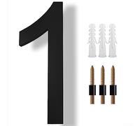 Numeri civici galleggianti, 20,3 cm, stile moderno, in metallo, nero, con ombra per indirizzo, cancello del garage, numero civico, numero civico - 1
