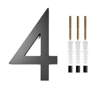 Numeri civici grandi in metallo 1 pezzo Numero civico galleggiante, Lettere moderne Alfabeto for porte, Numeri 3D neri for esterni for la casa Indirizzo Numero porta Targhe (9)(4)
