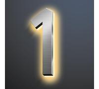 Numeri Civici Illuminati 6 Pollici Acciaio Inossidabile Finitura Argento Spazzolato Numero Indirizzo Di Casa Illuminato A LED Retroilluminato Numeri Civici Illuminati Numeri Civici Moderni