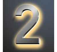 Numeri Civici Illuminati 6 Pollici Acciaio Inossidabile Finitura Argento Spazzolato Numero Indirizzo Di Casa Illuminato A LED Retroilluminato Numeri Civici Illuminati Numeri Civici Moderni