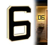 Numeri civici illuminati a energia solare, per esterni, nero e oro, 23 cm, impermeabili, a LED, a energia solare, visibilità notturna (6)
