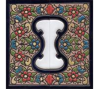 Numeri civici in ceramica con numeri e lettere rosse, blu e verde, motivo floreale, dimensioni: 11 cm x 5,5 cm, da 2 a 7 cornici (estremità complete (come un set))