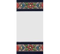 Numeri civici in ceramica con numeri e lettere rosse, blu e verde, motivo floreale, dimensioni: 11 cm x 5,5 cm, 2 a 7 cornici (spazio)