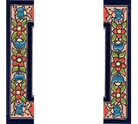 Numeri civici in ceramica con numeri e lettere rosse, blu e verde, motivo floreale, dimensioni: 11 cm x 5,5 cm, da 2 a 7 cornici (metà estremità (come un set))