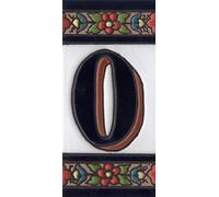 Numeri civici in ceramica numeri e lettere piastrelle rosso blu e verde disegno floreale piastrelle Dimensioni: 11 cm x 5,5 cm (Letter/numero O)