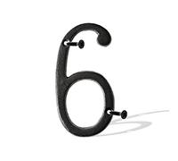 Numeri civici in ghisa da 5,5 pollici in metallo, numeri di casella postale, resistenti e solidi, numeri di targa per interni ed esterni, da appendere a parete, lettere decorative, numero 6