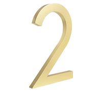 Numeri civici in metallo, 1 pezzo, 15 cm, numero civico galleggiante in alluminio dorato, targa per indirizzi per appartamenti, numero civico esterno #0-9 per porta d'ingresso (10 cm 2)