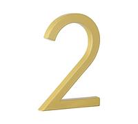 Numeri civici in metallo, 1 pezzo da 125 mm, numero civico galleggiante da 12,7 cm, in lega di zinco dorato, numero civico per esterni n. 0-9 (numero 2)