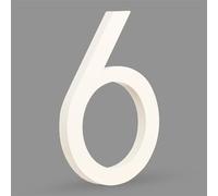Numeri civici in metallo, 1 pz 6" 15 cm Numero civico galleggiante Numero in alluminio bianco Targa in metallo Numero porta appartamento Numero civico esterno 0-9 targhe(6)