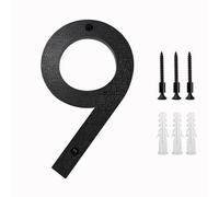 Numeri civici in metallo, Numero civico galleggiante da 200 mm/8 pollici ABS numeri in rilievo neri segnaletica indirizzo lettere 0-9 grandi targhe moderne for porte casa esterno numeri targhe(9)
