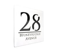 Numeri civici in metallo, Numero civico in acrilico personalizzato, nero opaco, cartello moderno, indirizzo della casa, targa con numero galleggiante 3D tagliato al laser(White black,30cm (12 inch))
