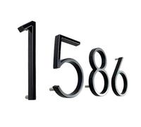 Numeri civici in metallo, Targhe con numeri moderni da 142 mm sulla porta, targhe nere extra large for indirizzo appartamento e cassetta postale 0-9(0)