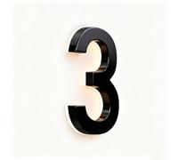 Numeri Civici LED Retroilluminati per Esterni, Targa Indirizzo Illuminata Moderna in Nero Opto con Luce Bianca Calda (3,8inch)