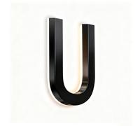 Numeri Civici LED Retroilluminati per Esterni, Targa Indirizzo Illuminata Moderna in Nero Opto con Luce Bianca Calda (U,12inch)