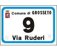 Numeri civici numero civico PER ESTERNO IN ALLUMINIO stemma comune via A NORMA