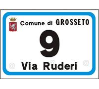 Numeri civici numero civico PER ESTERNO IN ALLUMINIO stemma comune via A NORMA