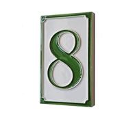 Numeri civici Piastrelle in ceramica italiane dipinte a mano con numeri italiani Design semplice verde, dimensioni delle piastrelle: 11 cm x 7 cm (numero verde 8)