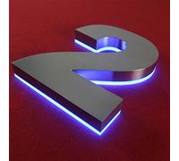 Numeri civici retroilluminati a LED, numero di targa galleggiante 3D a LED, numeri civici illuminati per esterni moderni. Luce blu.,6,8 pollici 200 mm