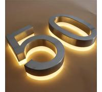 Numeri civici retroilluminati a LED, numero di targa galleggiante 3D a LED, numeri civici illuminati per esterni moderni. Luce bianca calda.,8,6 pollici 150 mm