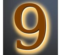 Numeri Civici Retroilluminati A LED Per Strada 6", Numeri Civici Moderni Illuminati In Acciaio Inossidabile, Cartello Con Indirizzo Illuminato Per Esterno, Finitura Marrone, Luce Calda