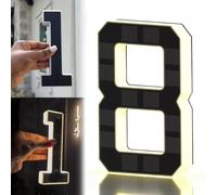 Numeri civici solari 2026 per esterni, 16,7/22,9 cm, retroilluminati, illuminati per esterni, LED impermeabili IP65, montaggio a vite o adesivo senza trapano, dal tramonto all'alba (8)