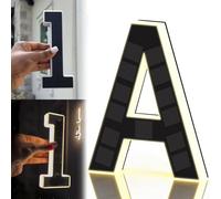 Numeri civici solari 2026 per esterni, 16,7/22,9 cm, retroilluminati, illuminati per esterni, LED impermeabili IP65, montaggio a vite o adesivo senza trapano, dal tramonto all'alba (A)