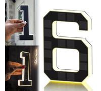 Numeri civici solari 2026 per esterni, 16,7/22,9 cm, retroilluminati, illuminati per esterni, LED impermeabili IP65, montaggio a vite o adesivo senza trapano, dal tramonto all'alba (6)