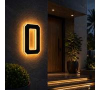 Numeri civici solari per esterni, numeri di indirizzo con luci a LED, 1 | Numeri civici illuminati impermeabili IP65, dal tramonto all'alba, accensione e spegnimento automatici