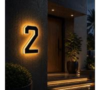 Numeri civici solari per esterni, numeri di indirizzo con luci a LED, 1 | Numeri civici illuminati impermeabili IP65, dal tramonto all'alba, accensione e spegnimento automatici